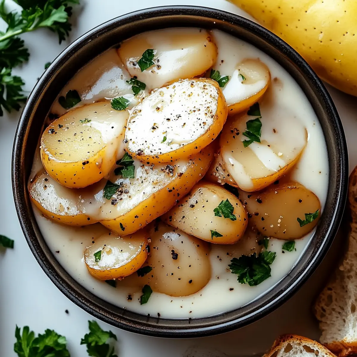 Creamy Garlic Sauce Baby Potatoes
