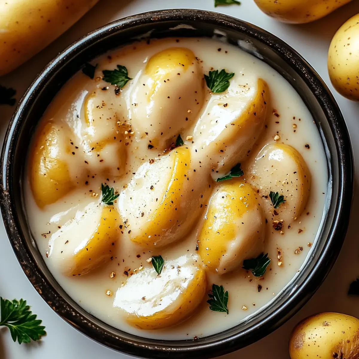 Creamy Garlic Sauce Baby Potatoes