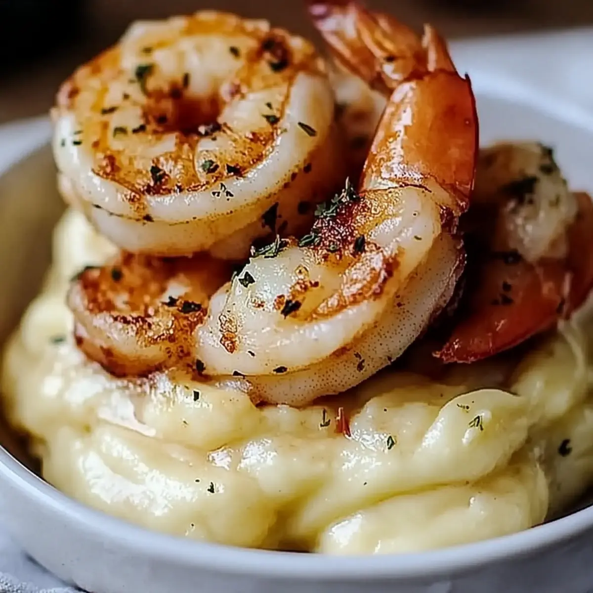 Creamy Garlic Shrimp Over Mashed Potatoes