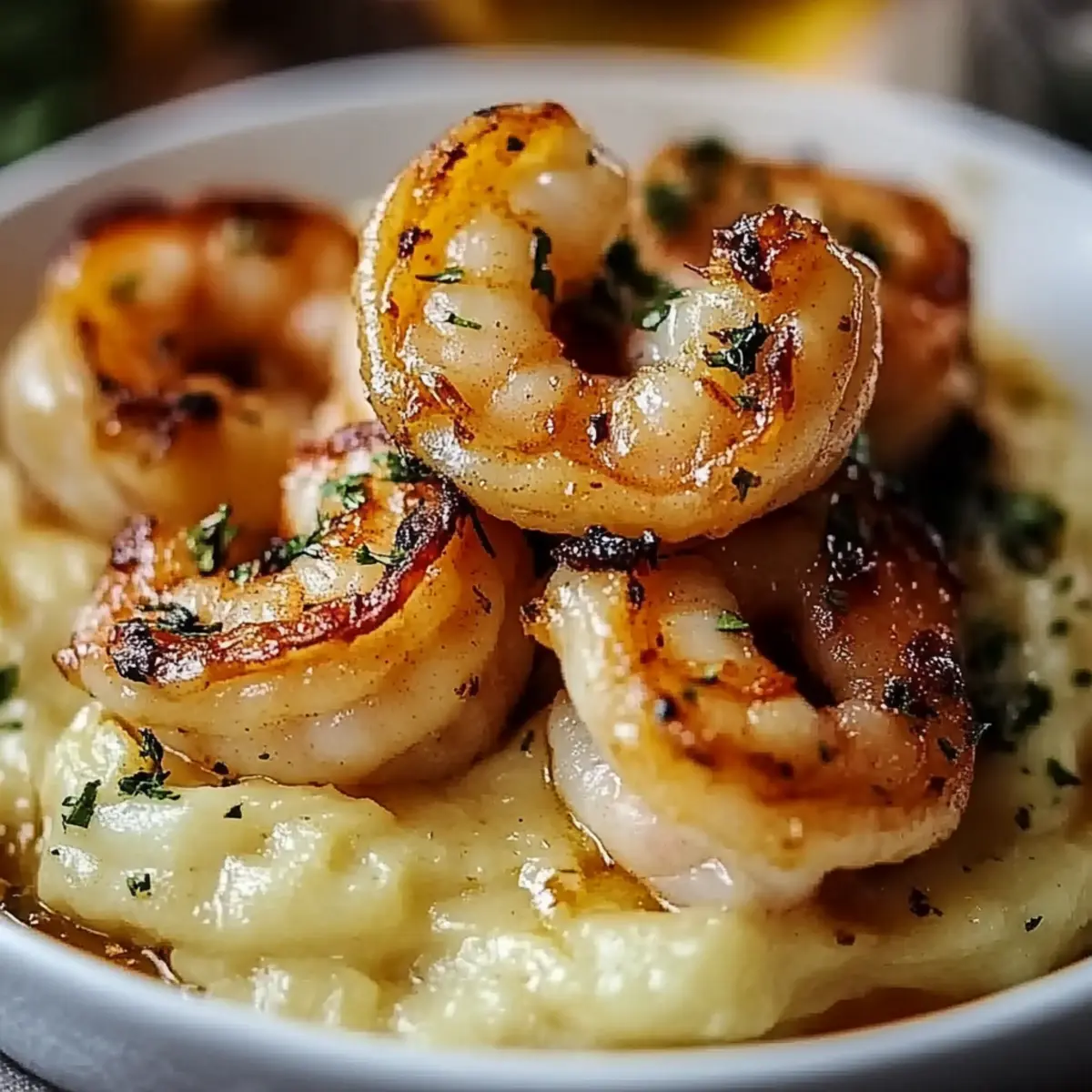 Creamy Garlic Shrimp Over Mashed Potatoes