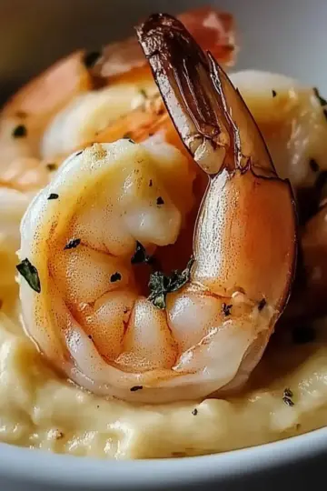 Creamy Garlic Shrimp Over Mashed Potatoes