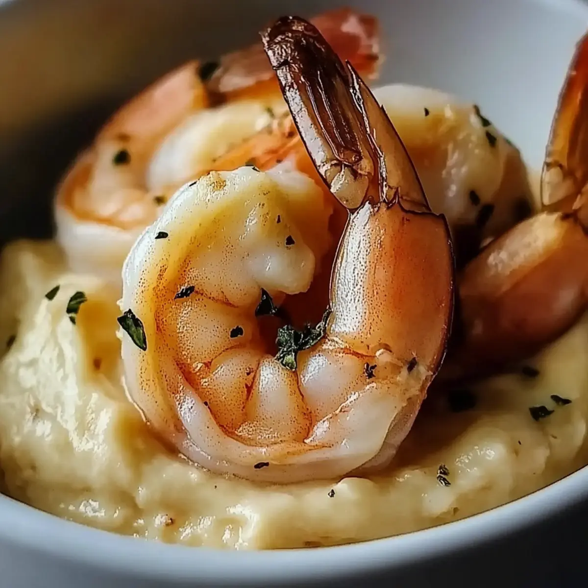 Creamy Garlic Shrimp Over Mashed Potatoes