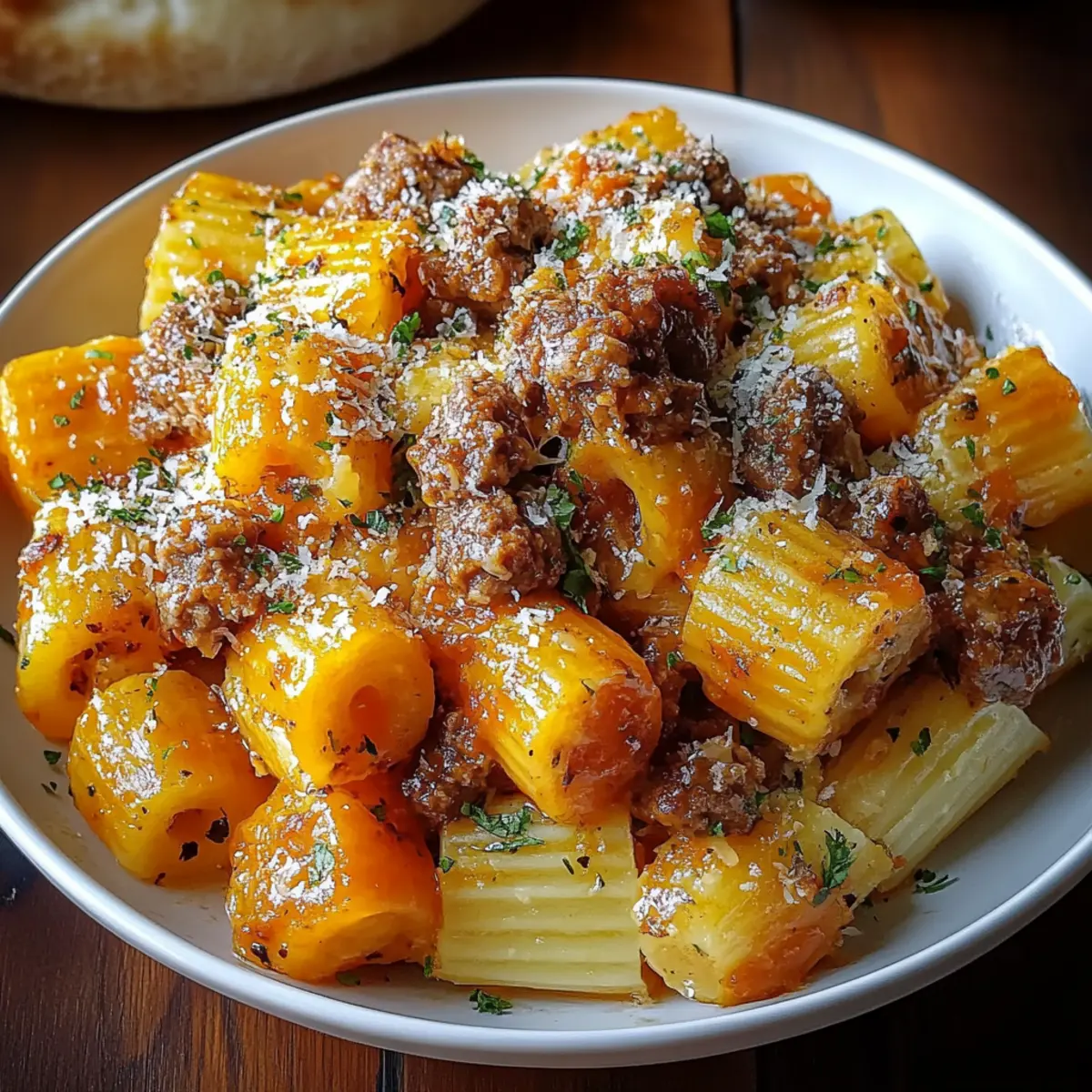 Creamy Rigatoni with Butternut Squash and Spicy Sausage