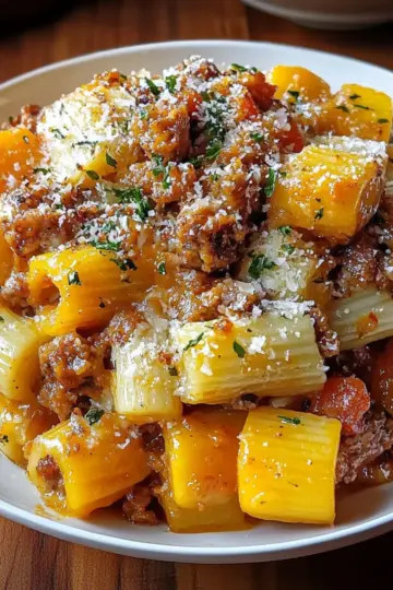 Creamy Rigatoni with Butternut Squash and Spicy Sausage