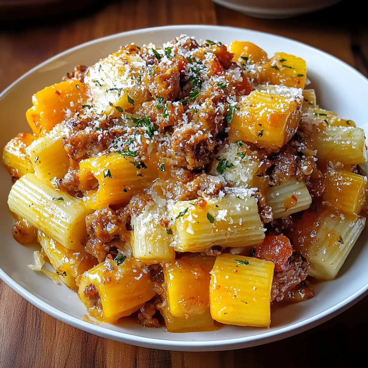 Creamy Rigatoni with Butternut Squash and Spicy Sausage