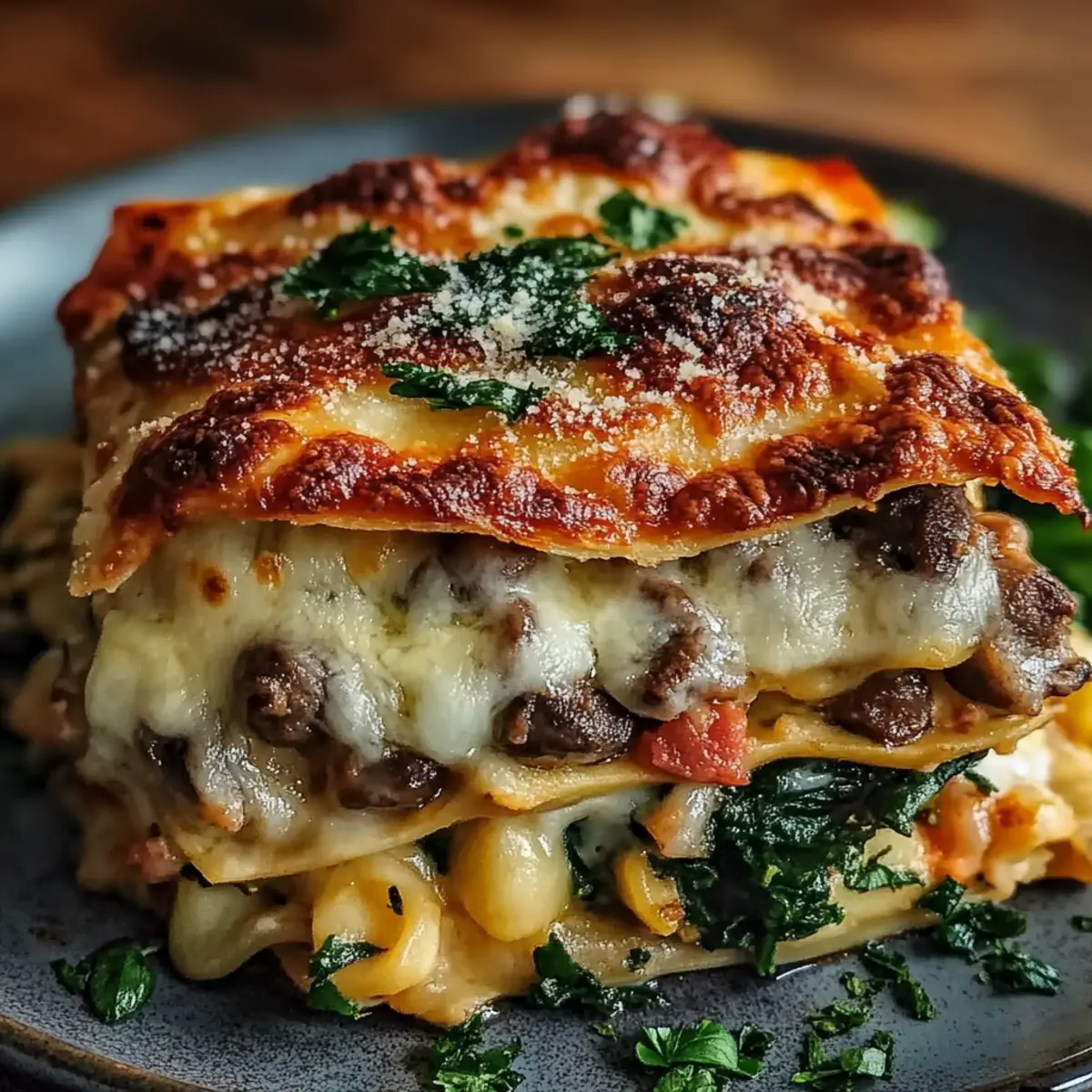 Creamy Spinach Mushroom Lasagna