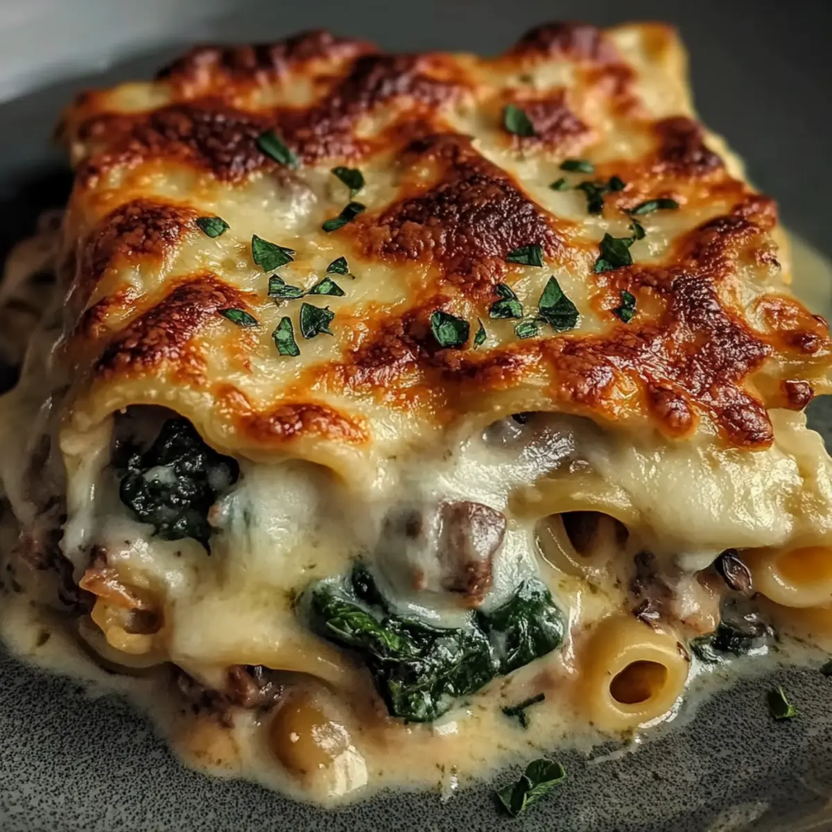 Creamy Spinach Mushroom Lasagna
