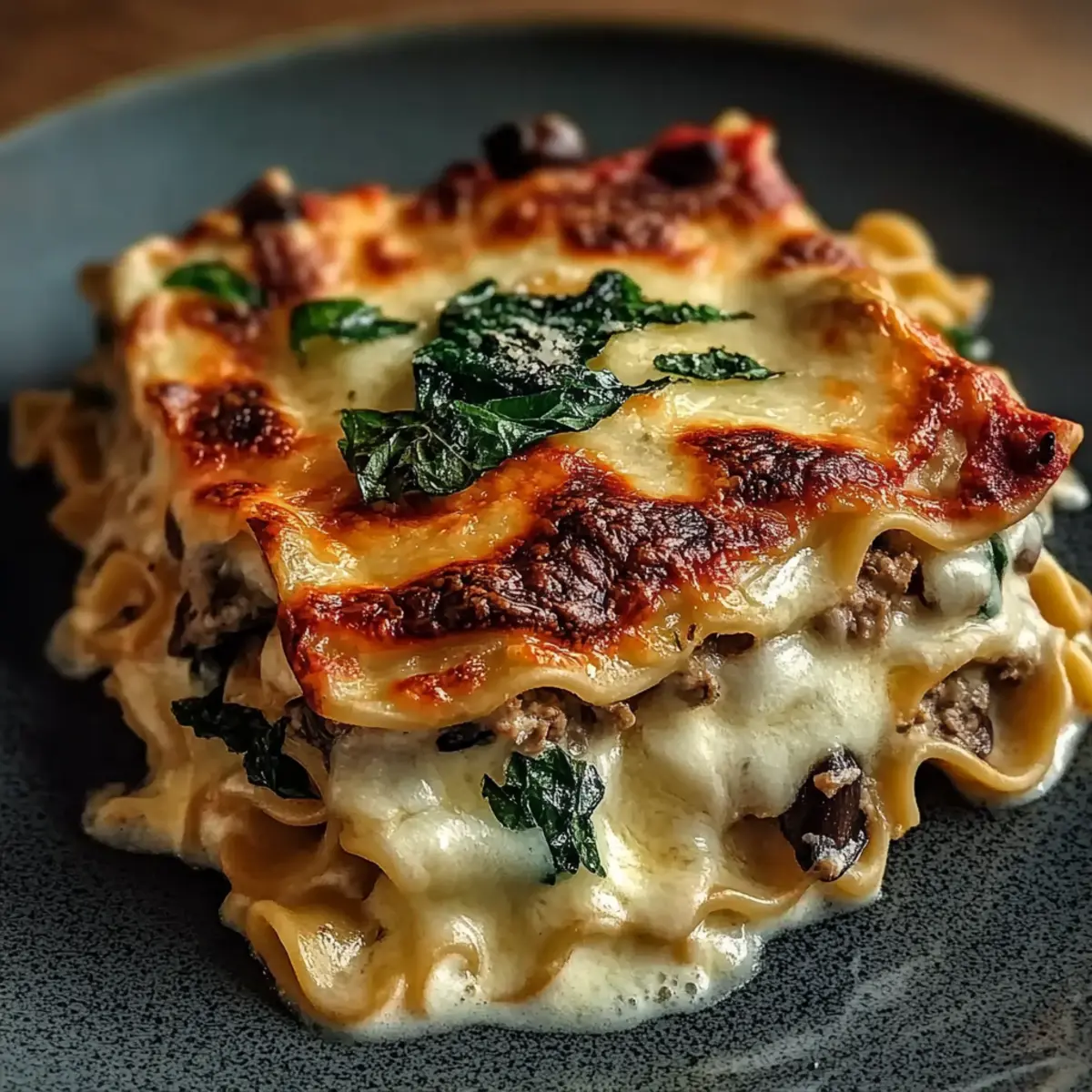 Creamy Spinach Mushroom Lasagna