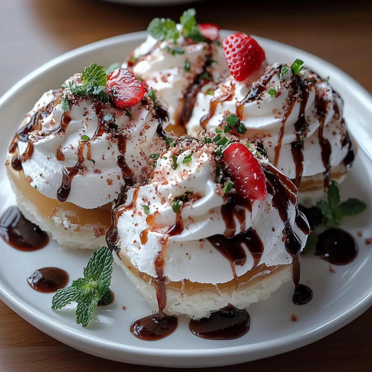 Delicate and Crispy Peppermint Meringues with a Sweet Chocolate Drizzle
