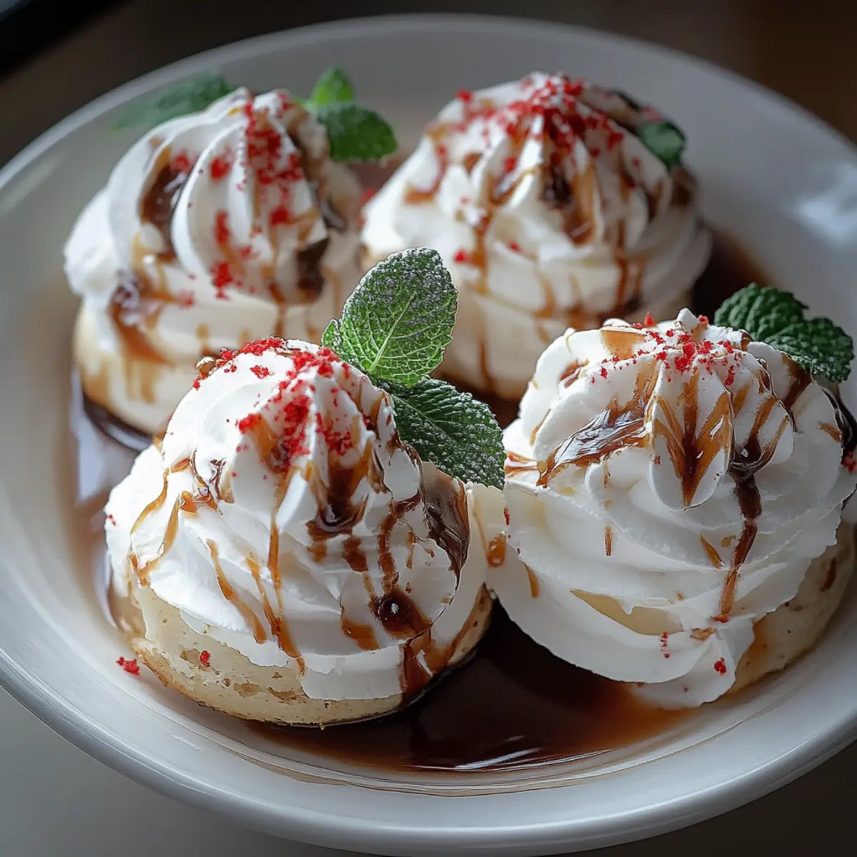 Delicate and Crispy Peppermint Meringues with a Sweet Chocolate Drizzle