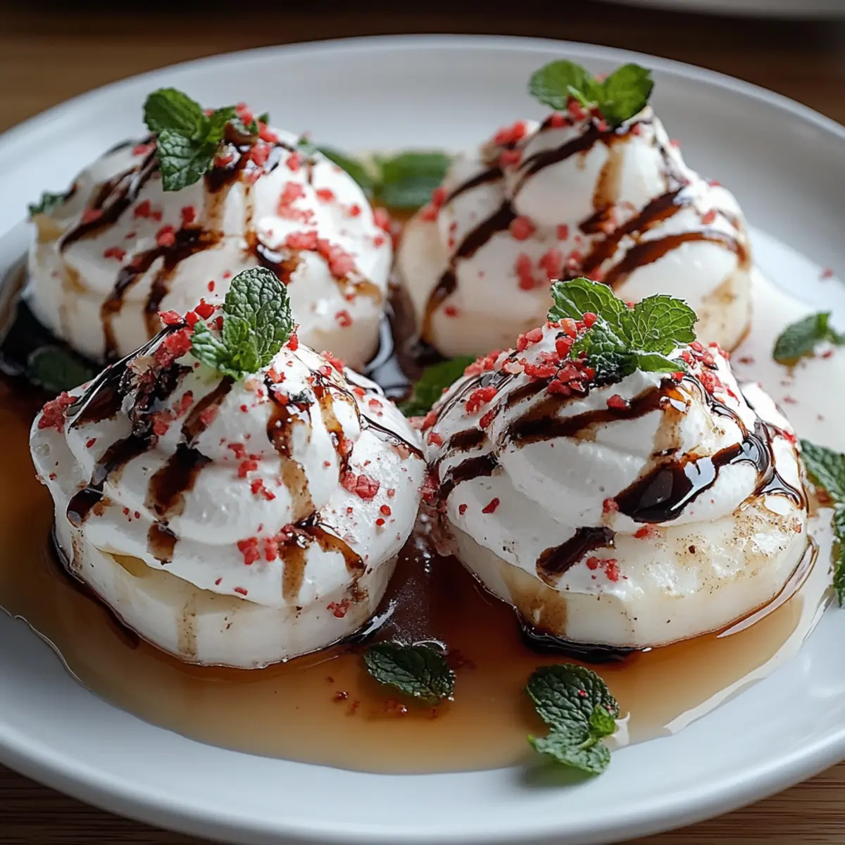 Delicate and Crispy Peppermint Meringues with a Sweet Chocolate Drizzle