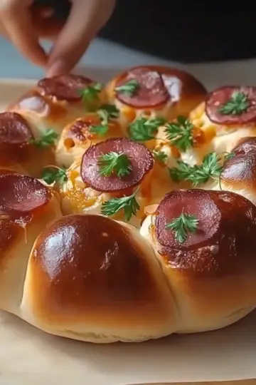 Flower Buns with Cheese and Sausage