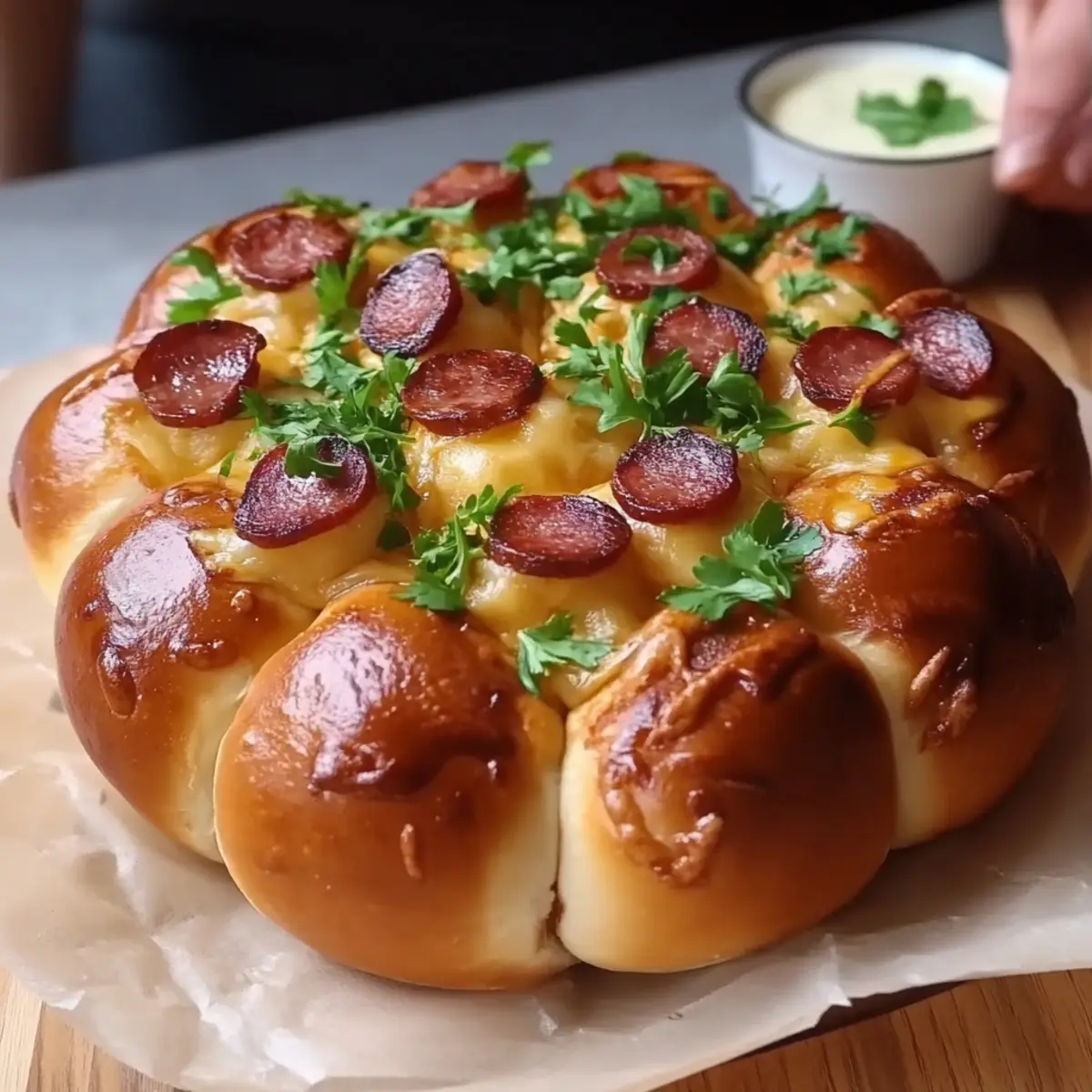 Flower Buns with Cheese and Sausage