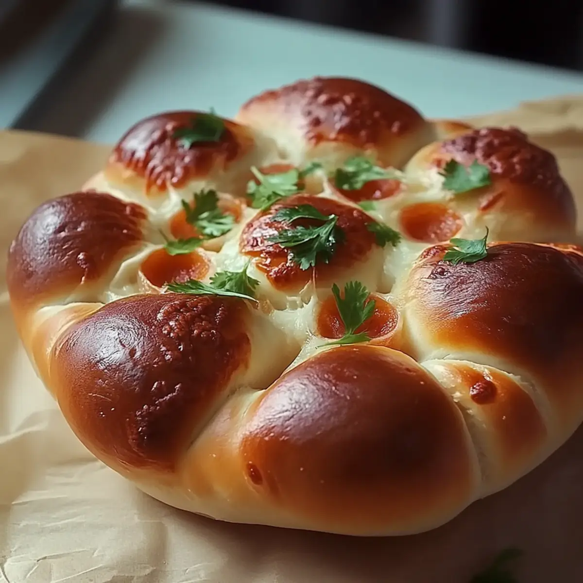 Flower Buns with Cheese and Sausage