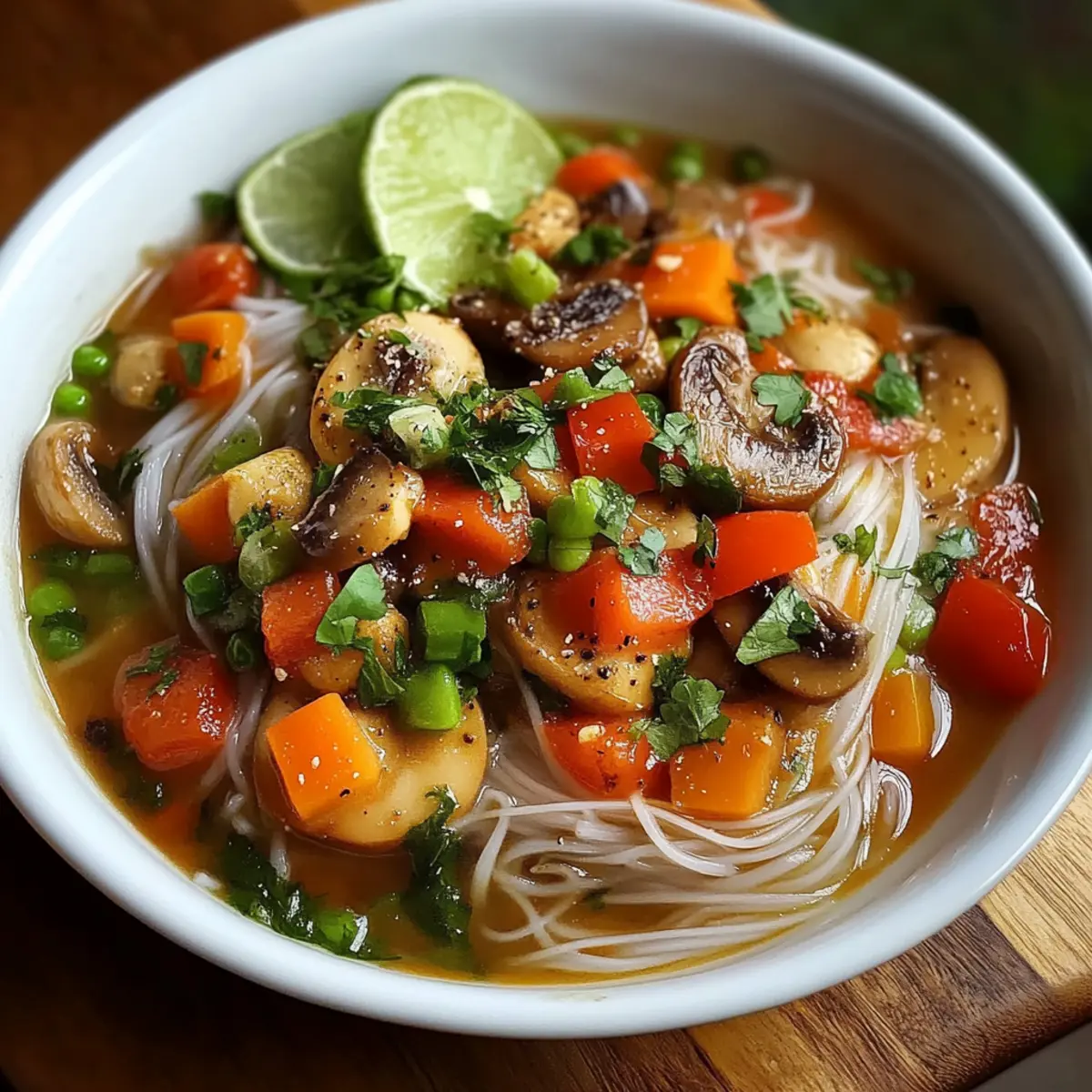 Healing Ginger Garlic Broth with Rice Noodles