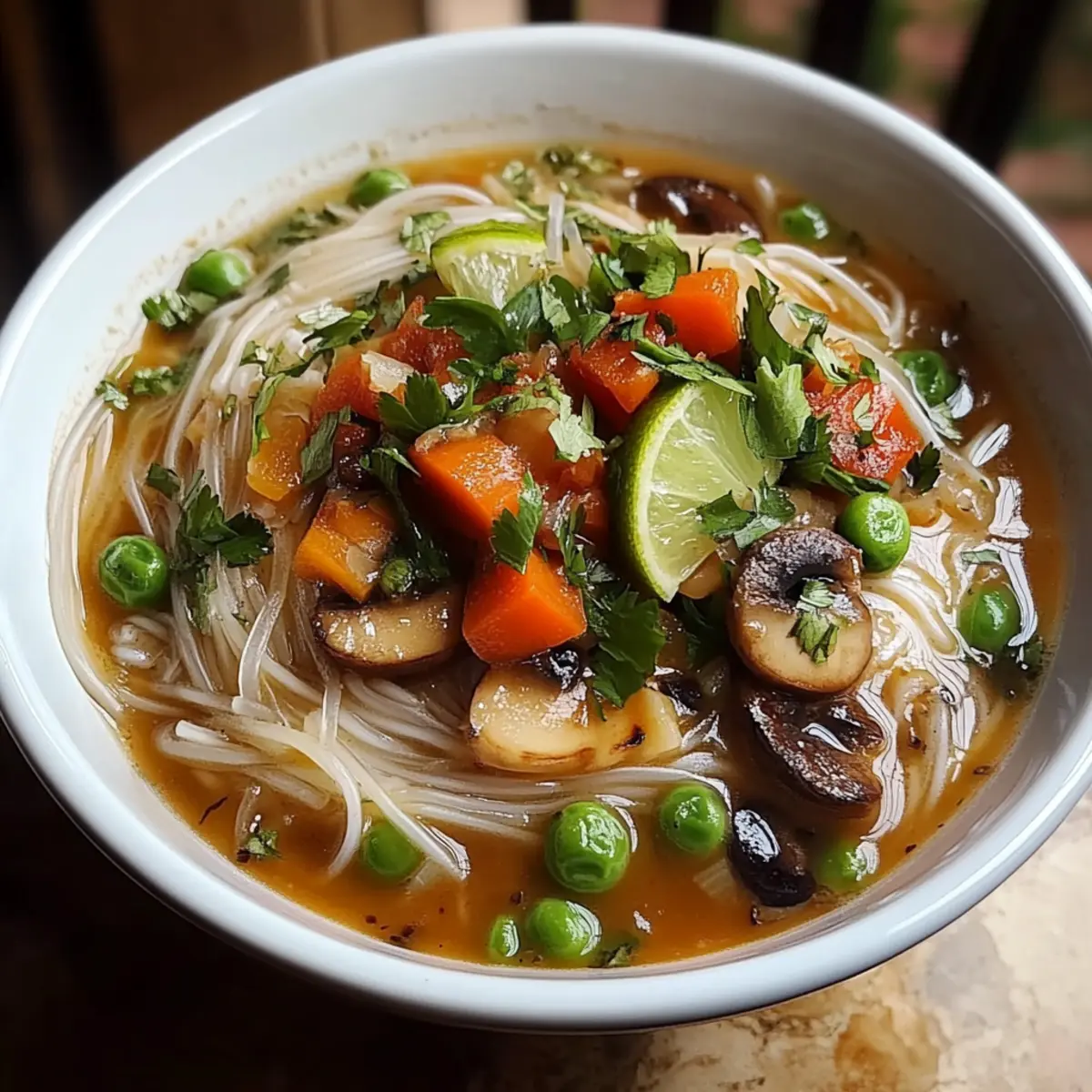 Healing Ginger Garlic Broth with Rice Noodles