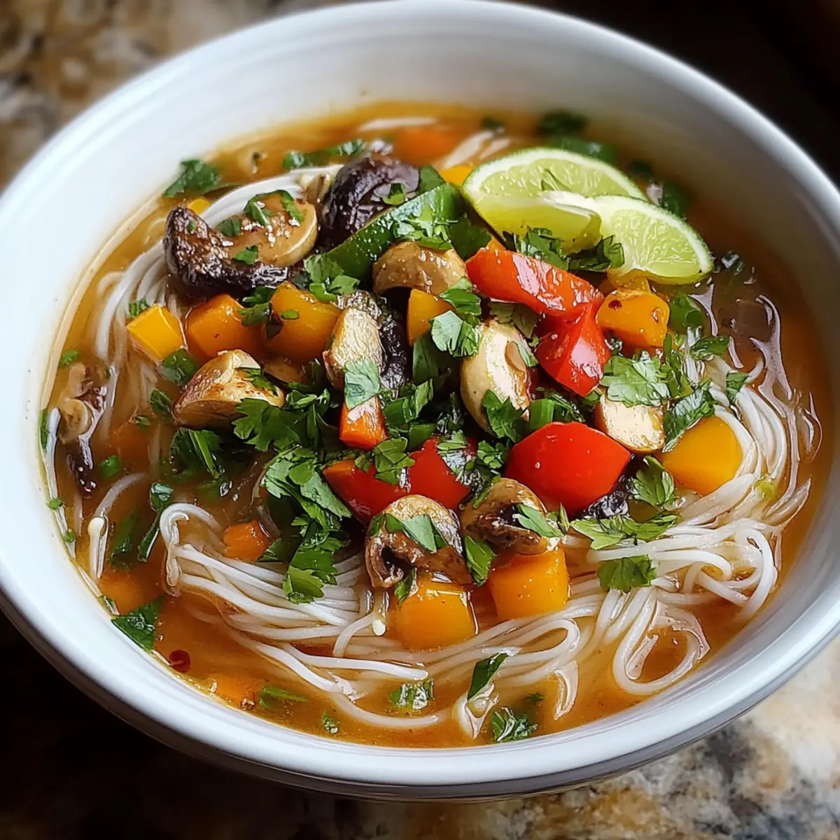 Healing Ginger Garlic Broth with Rice Noodles