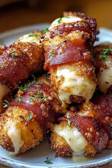 Low Carb Nashville Hot Bacon Wrapped Mozzarella Sticks