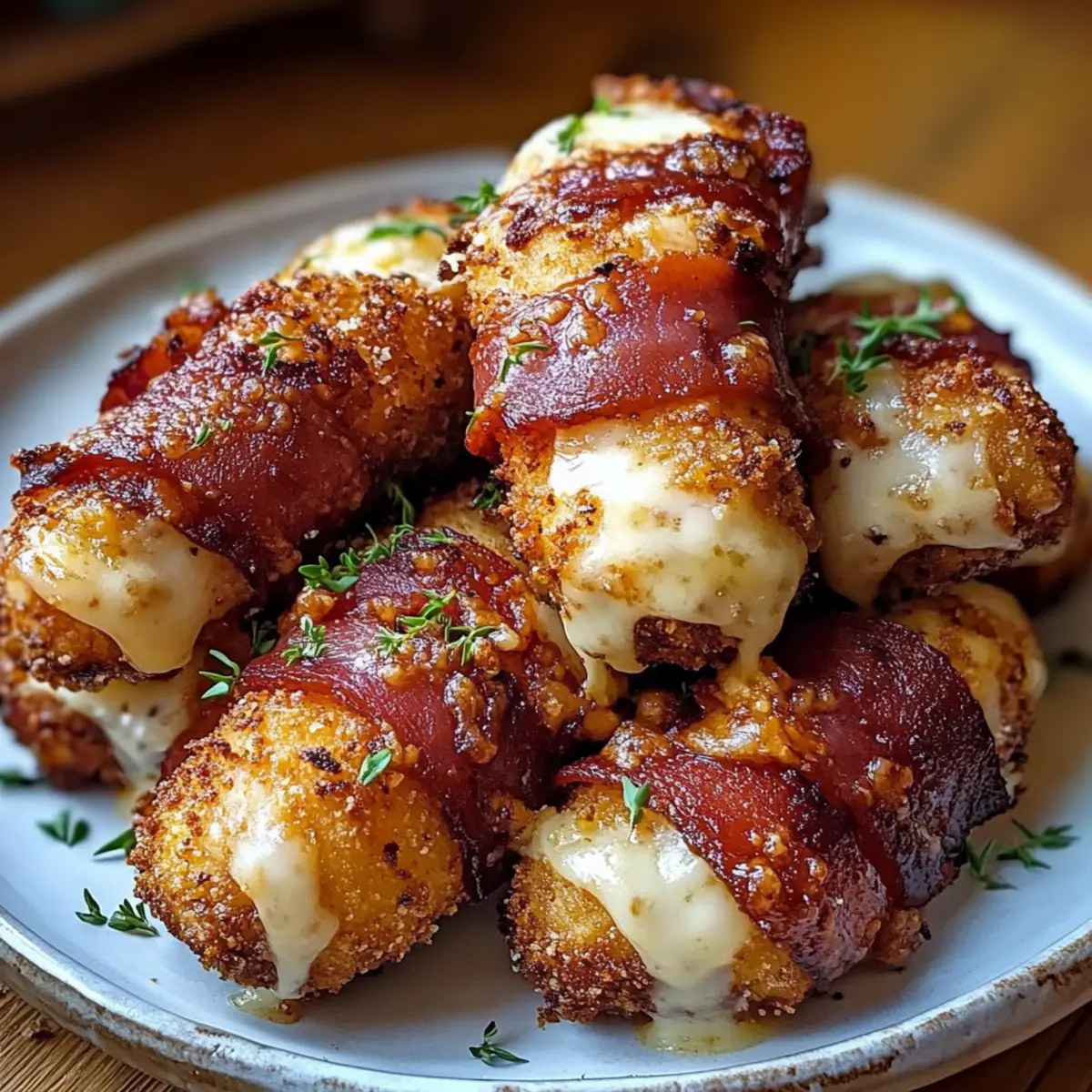 Low Carb Nashville Hot Bacon Wrapped Mozzarella Sticks