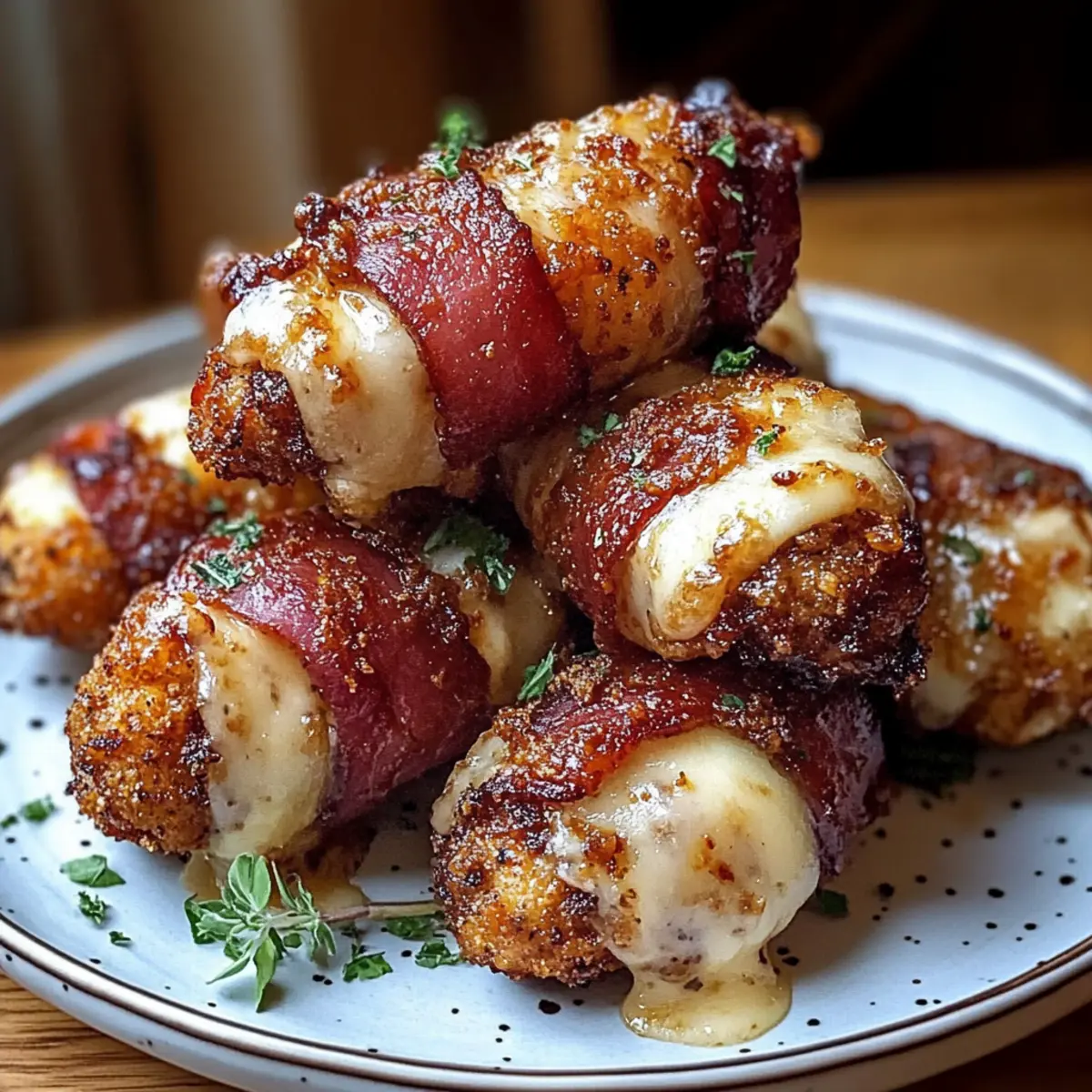 Low Carb Nashville Hot Bacon Wrapped Mozzarella Sticks