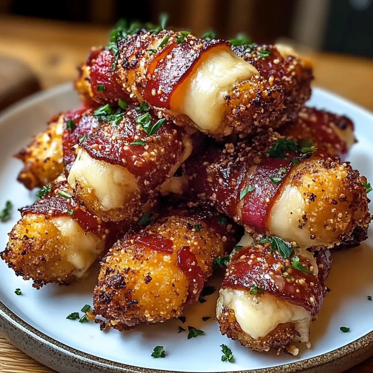 Low Carb Nashville Hot Bacon Wrapped Mozzarella Sticks