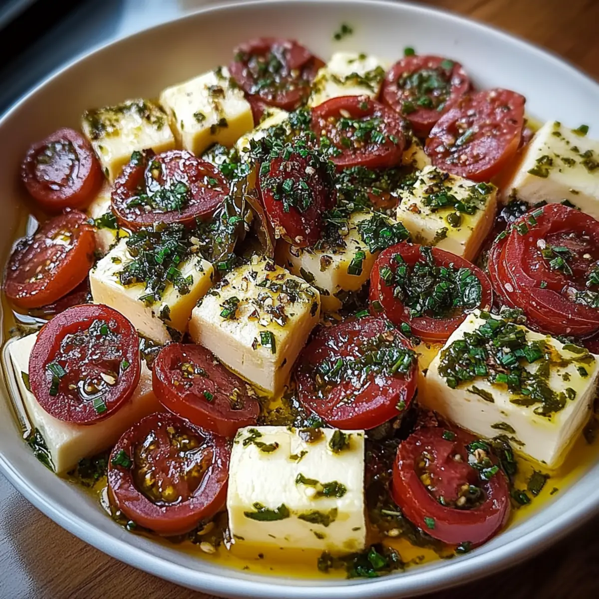 Marinated Cheese Appetizer with Salami & Green Olives