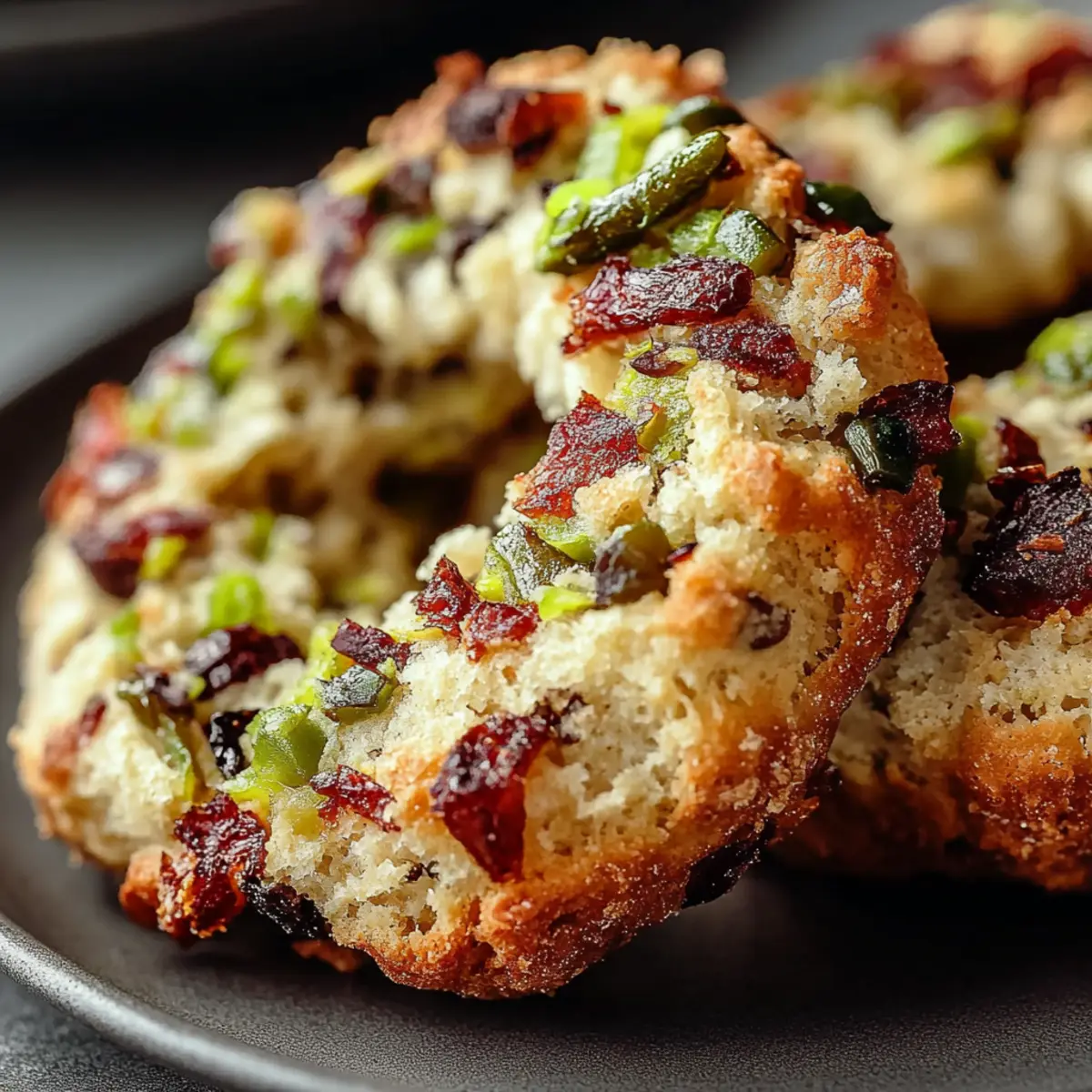 Pistachio Cranberry Wreath Cookies