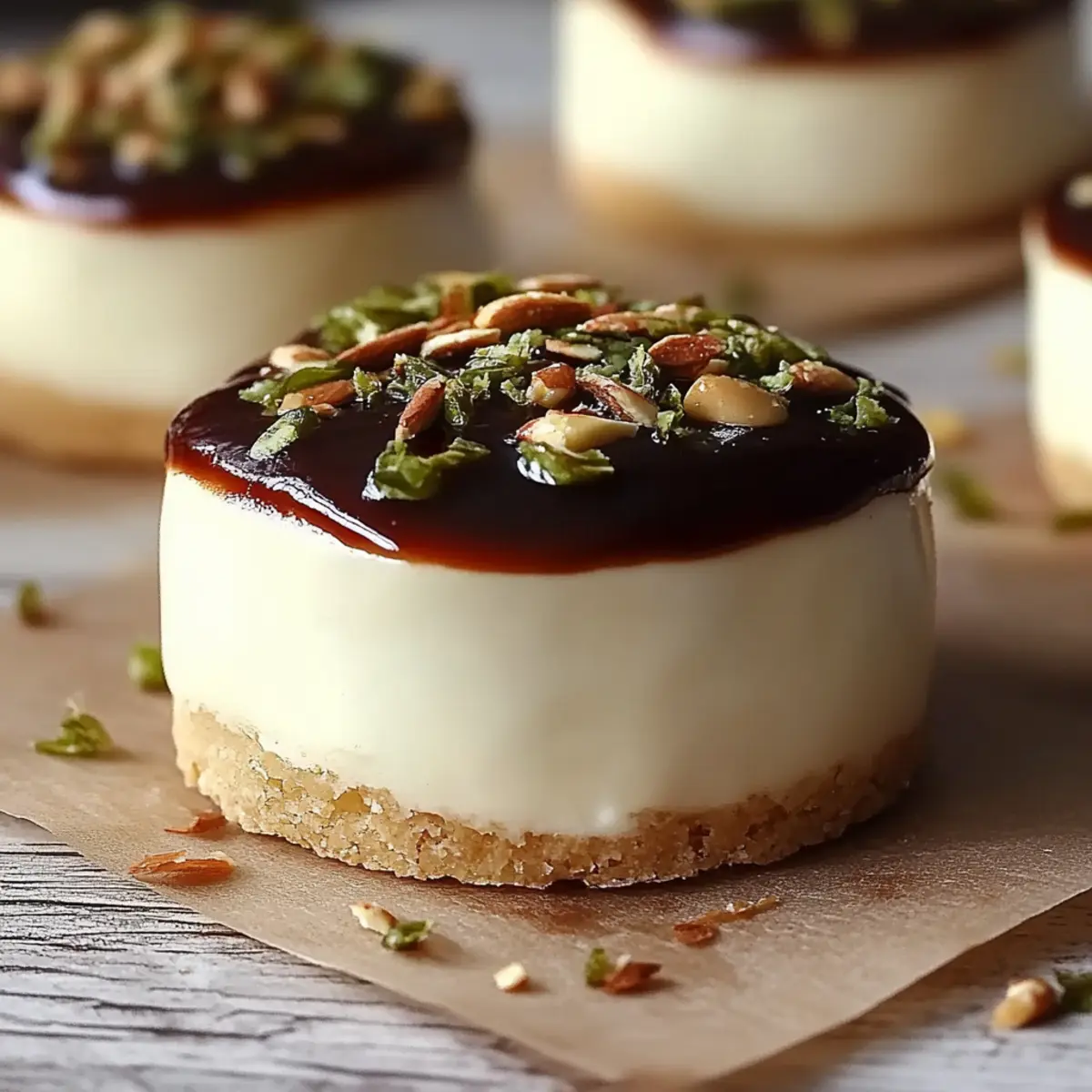 Pistachio and Coffee Mini Cheesecakes