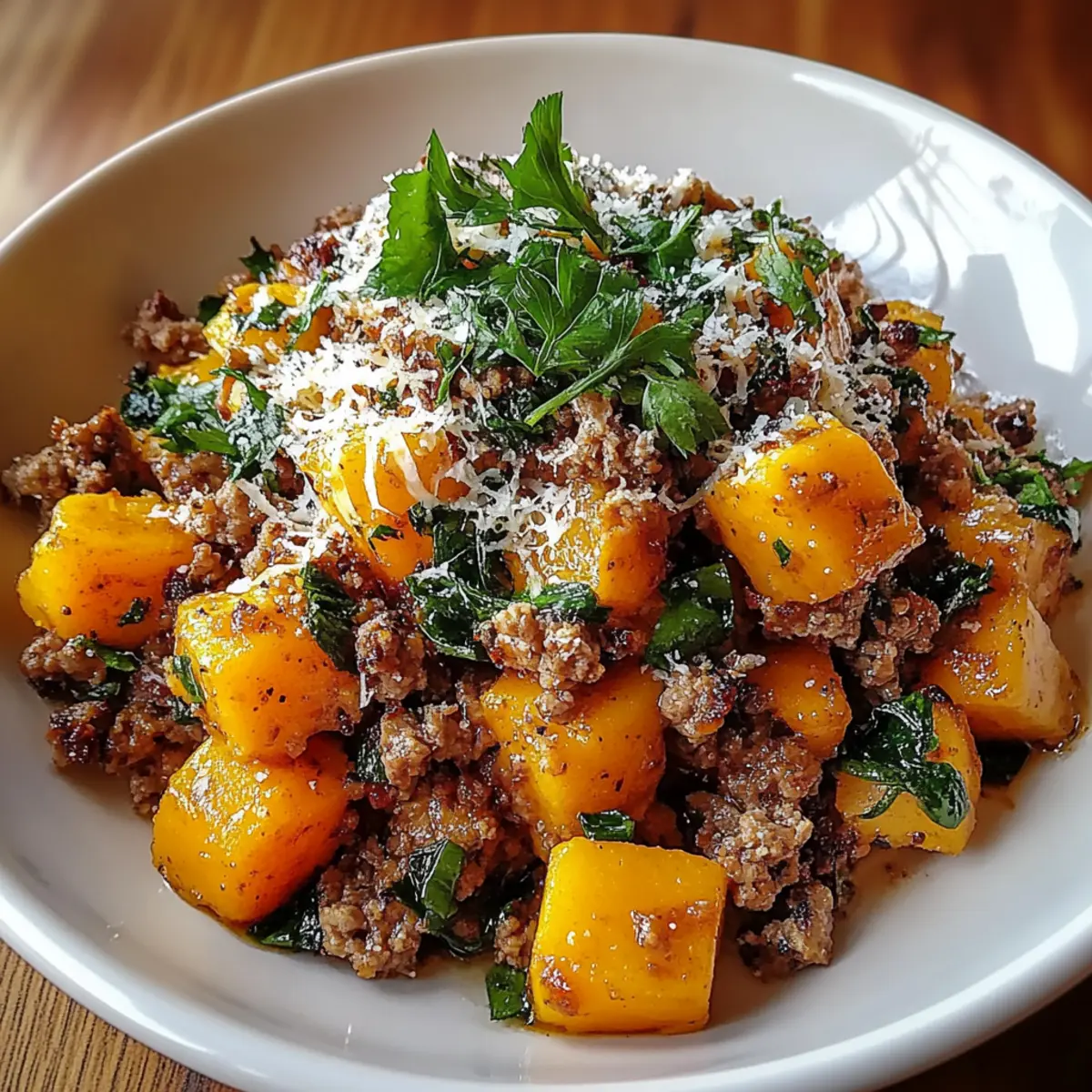 Roasted Butternut Squash With Ground Turkey