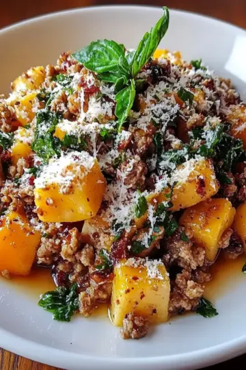 Roasted Butternut Squash With Ground Turkey