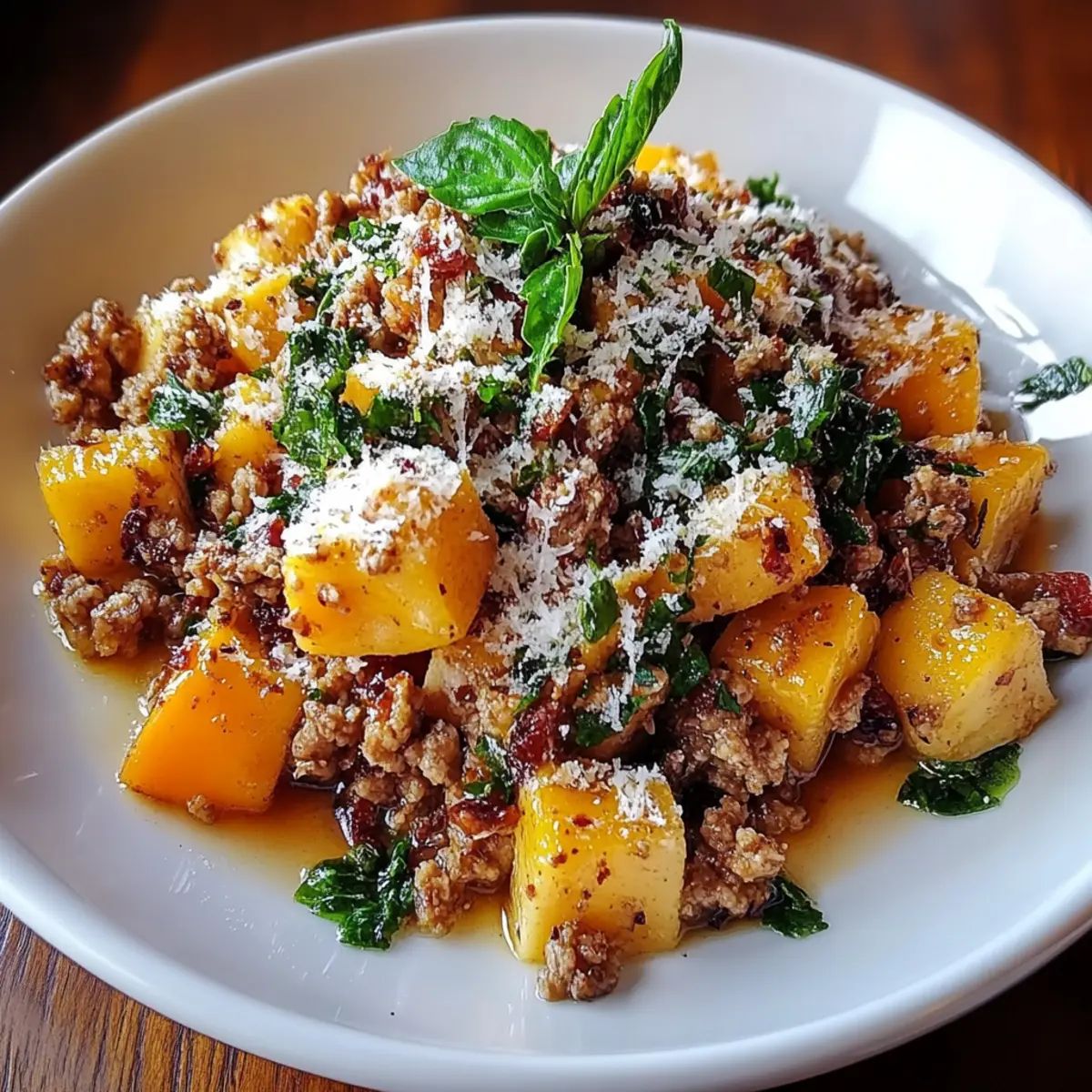 Roasted Butternut Squash With Ground Turkey