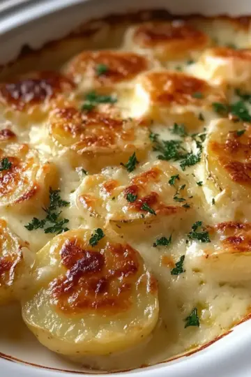 Roasted Garlic Potatoes au Gratin