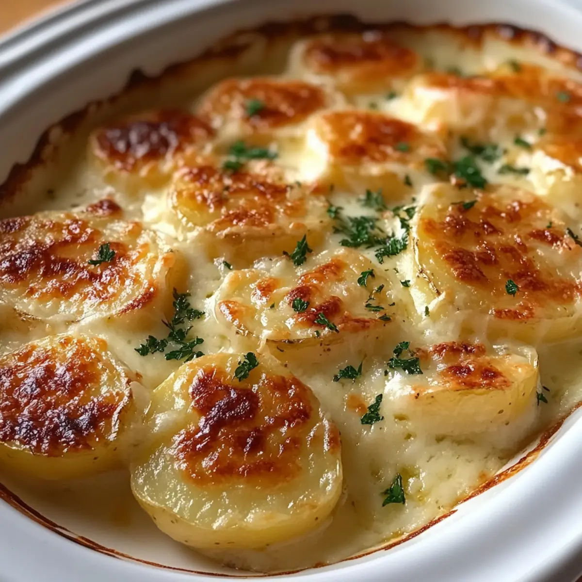Roasted Garlic Potatoes au Gratin
