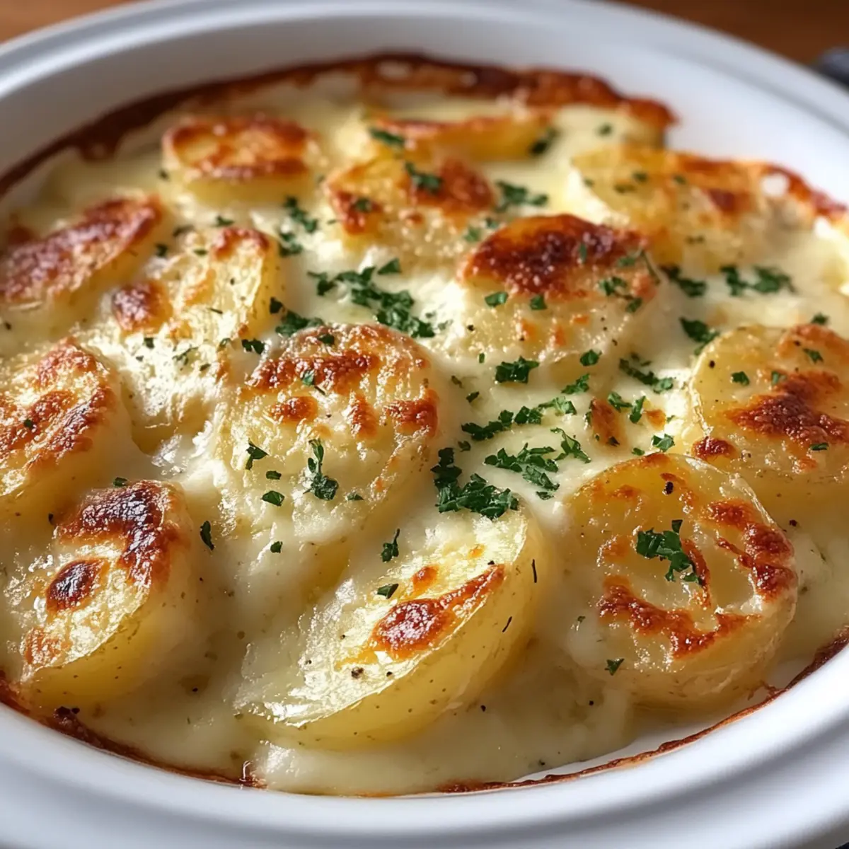 Roasted Garlic Potatoes au Gratin