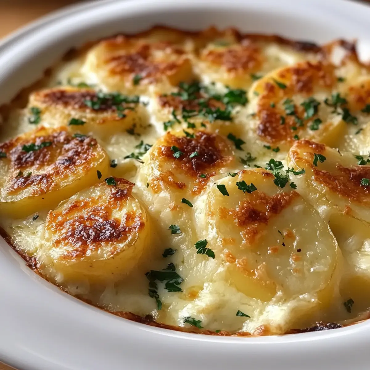Roasted Garlic Potatoes au Gratin