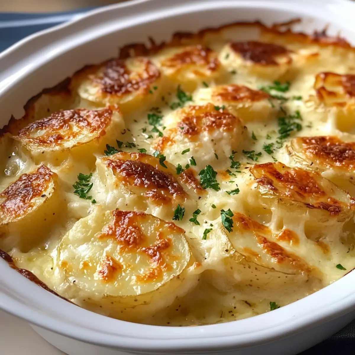 Roasted Garlic Potatoes au Gratin