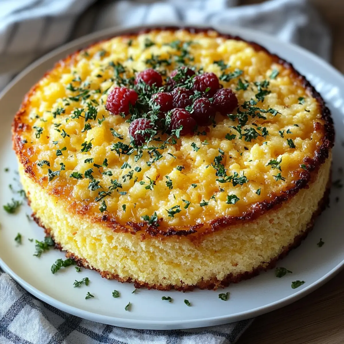 Savory Baked Corn Pudding with Cheddar and Herbs