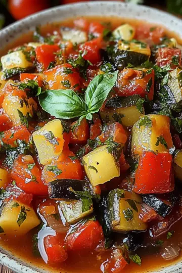 Savory Rustic Ratatouille Soup with Fresh Basil