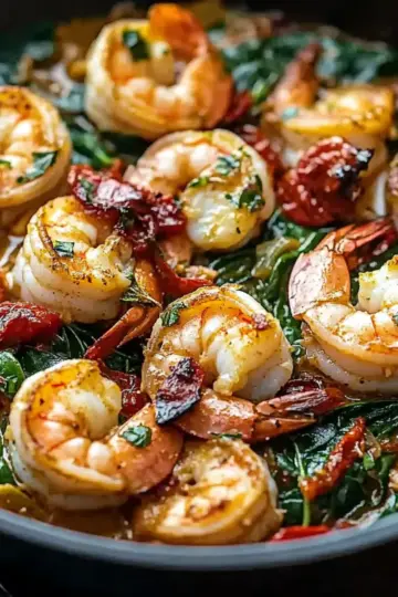 Tuscan Shrimp with Spinach, Artichokes