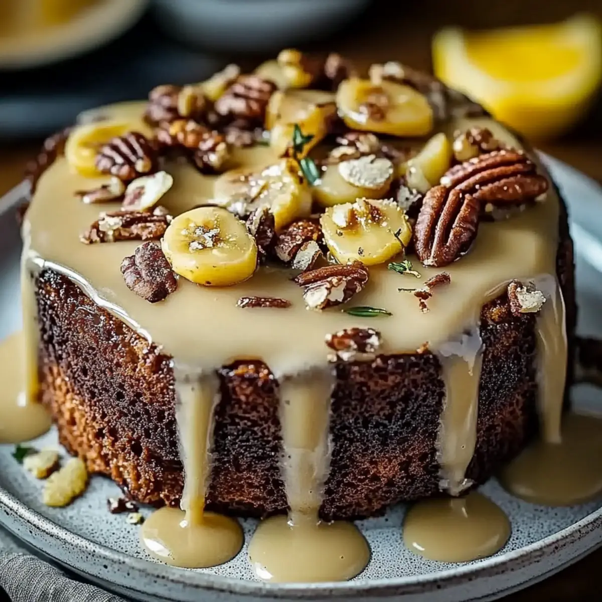 Vanilla Banana Walnut Cake
