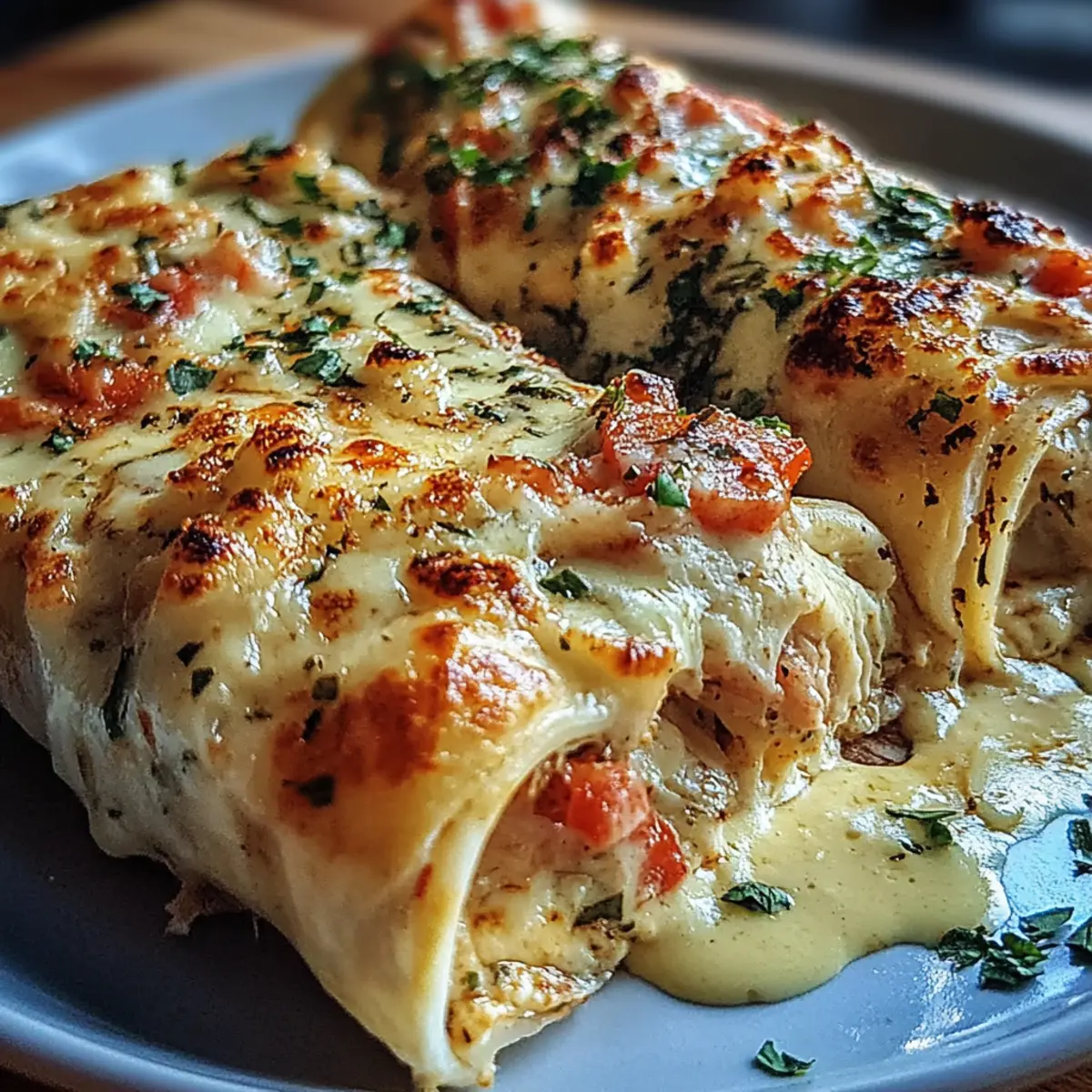 Cheesy Shrimp Alfredo Roll-Ups