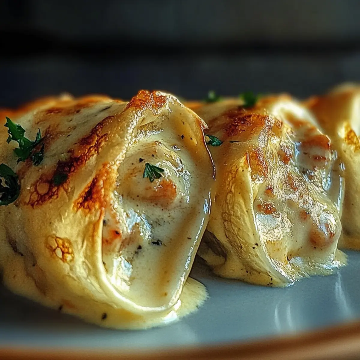 Cheesy Shrimp Alfredo Roll-Ups