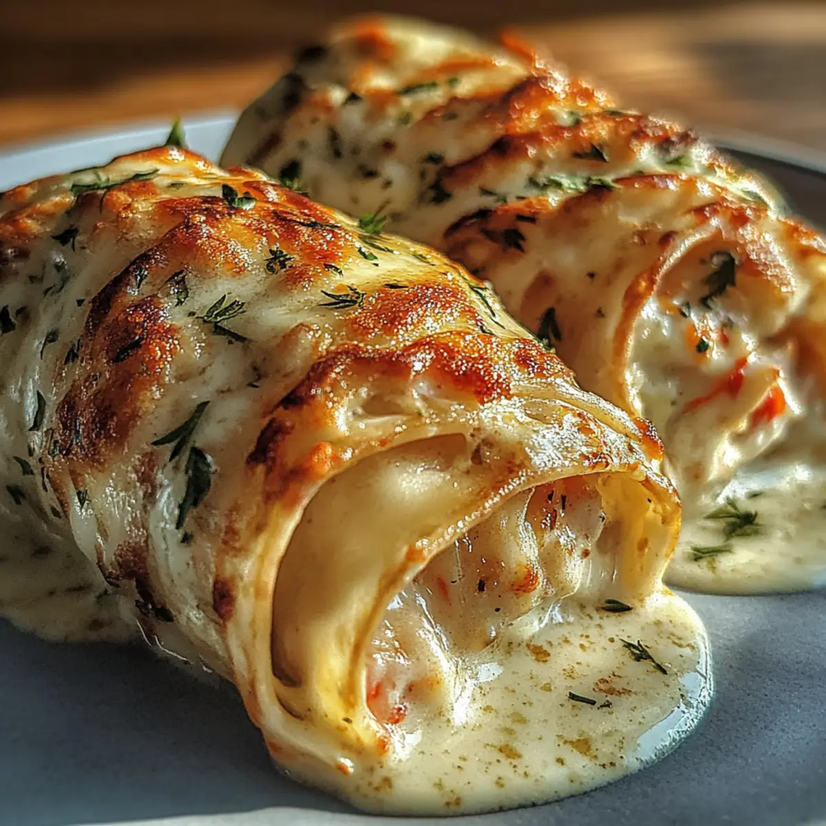 Cheesy Shrimp Alfredo Roll-Ups