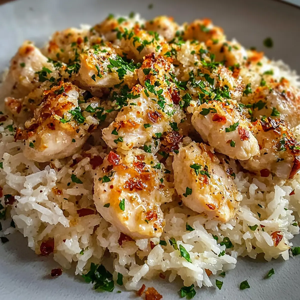 Chicken Scampi with Garlic Parmesan Rice