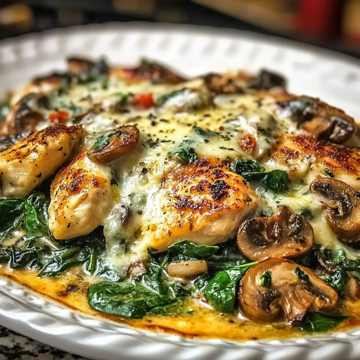 Chicken Spinach Mushroom Low Carb Oven Dish