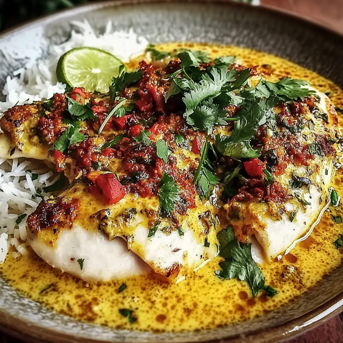 Coconut Lime Fish Curry with Jasmine Rice