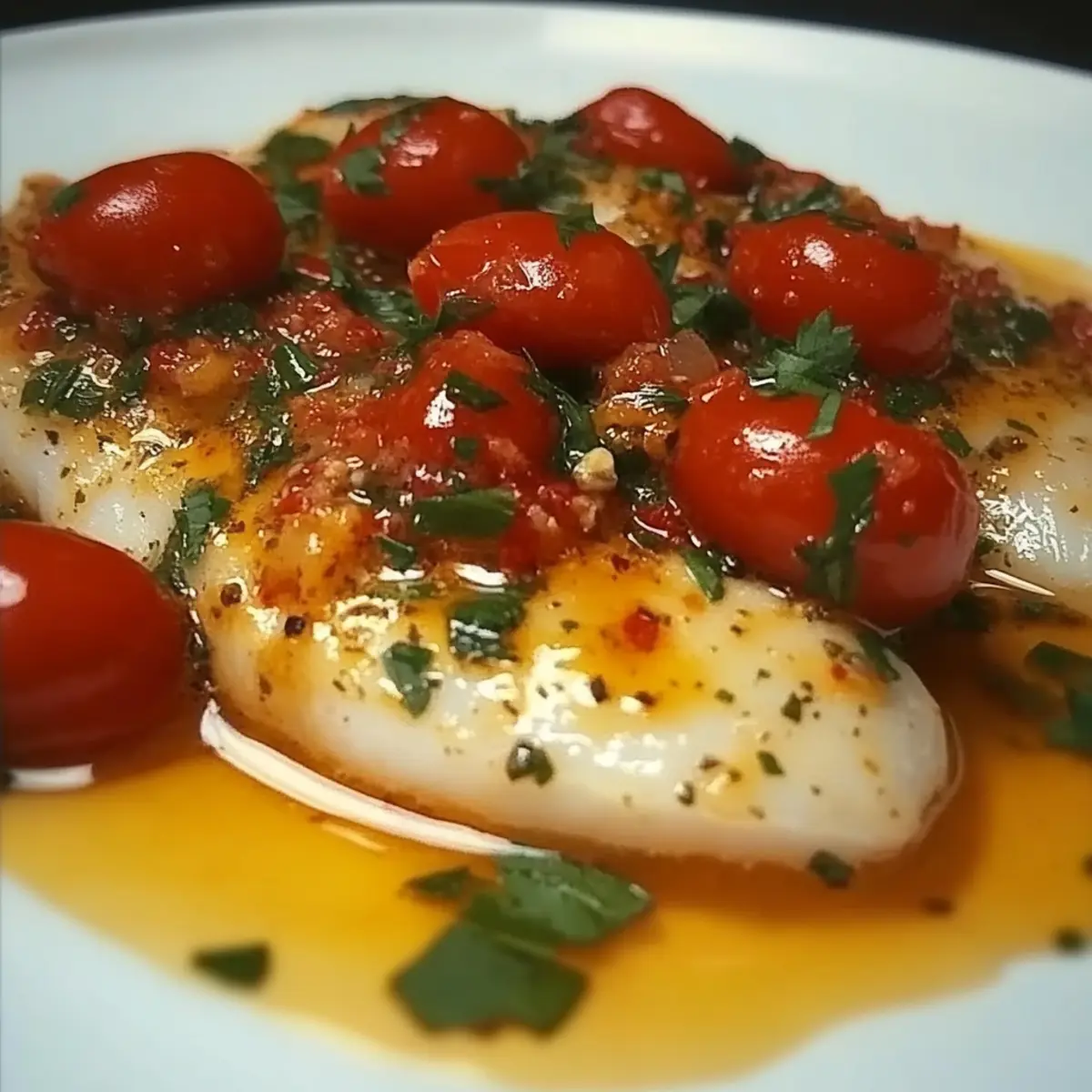 Cod Fillets with Cherry Tomato Sauce