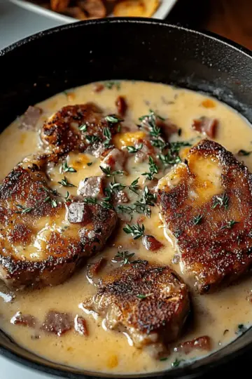 Country Fried Pork Chops with Bacon Gravy