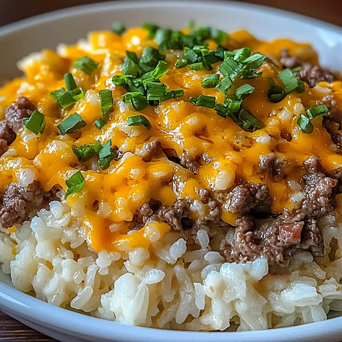 Creamy Garlic Butter Beef and Cheddar Rice