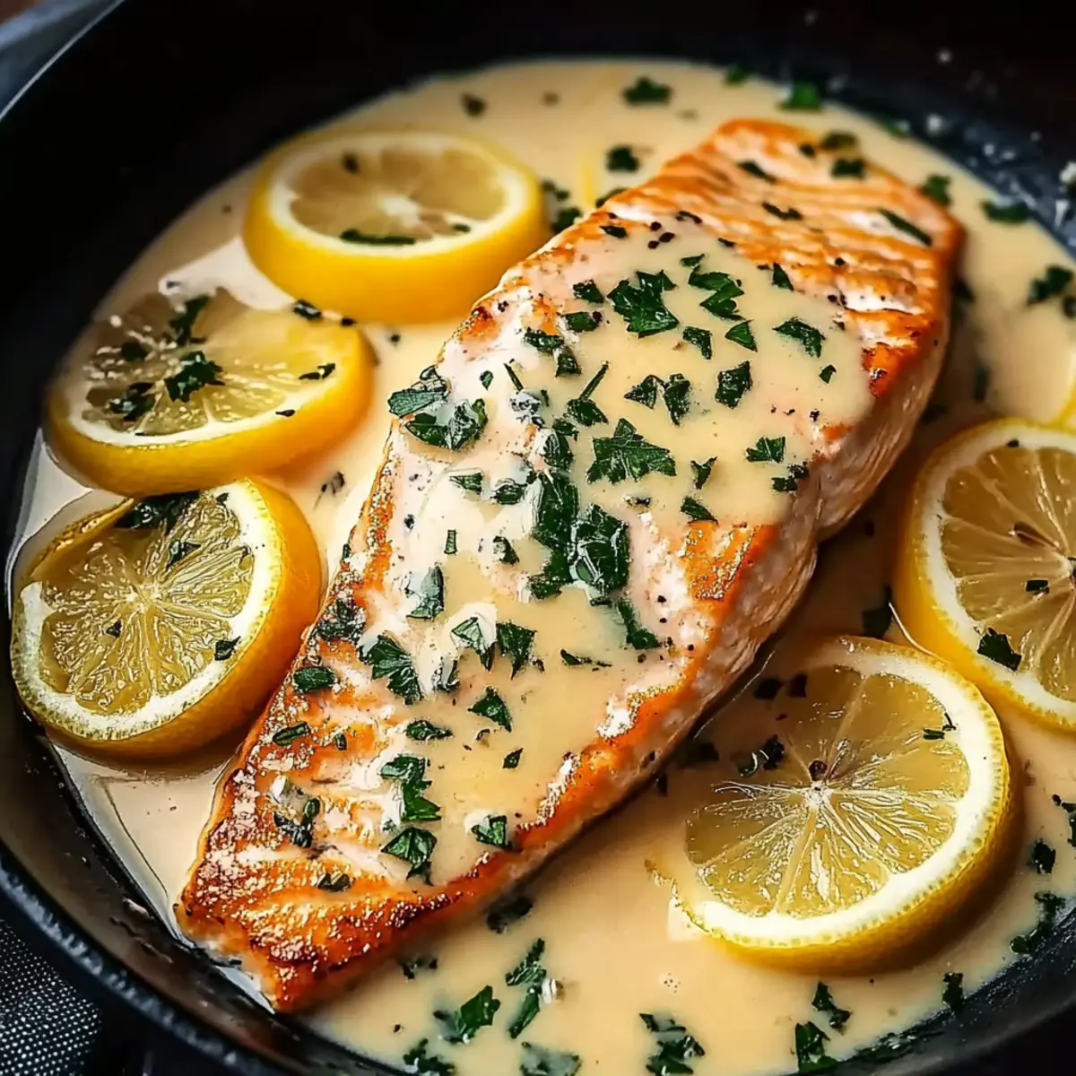 Creamy Lemon Garlic Salmon Piccata